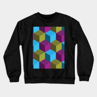 3d cube futuristic sci fi pattern Crewneck Sweatshirt